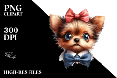 Crazy Baby Dog with Bow and Tie PNG Product Image 2