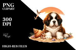 Watercolor Saint Bernard on Beach, 20 oz Tumbler Product Image 2