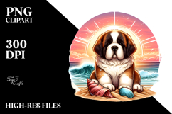 Watercolor Saint Bernard on Beach, 20 oz Tumbler Product Image 2