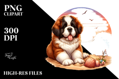 Watercolor Saint Bernard on Beach, 20 oz Tumbler Product Image 2