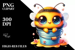 Vibrant Baby Bee in Bucket | Sublimation Clipart Product Image 3
