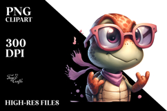 Silly Cartoon Turtle with Oversized Sunglasses PNG Product Image 2