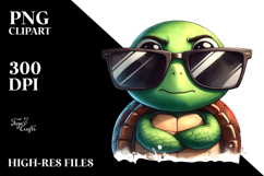 Silly Cartoon Turtle with Oversized Sunglasses PNG Product Image 2