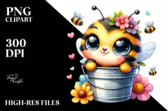 Vibrant Baby Bee in Bucket | Sublimation Clipart Product Image 3