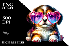 Puppy with Heart Sunglasses PNG Product Image 2