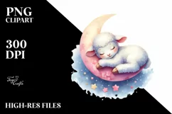 Colorful Cute Baby Lamb Sublimation Clipart Product Image 1