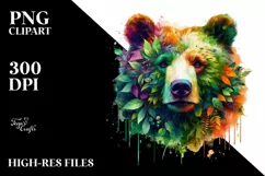 Abstract Vibrant Plant Leaves Bear PNG Product Image 1