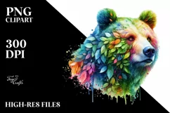 Abstract Vibrant Plant Leaves Bear PNG Product Image 3