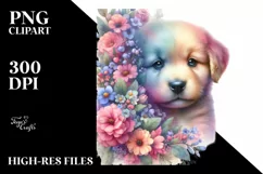 Half Flowers Puppy | Vibrant Artistic Watercolor Product Image 3