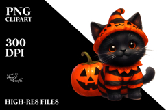 Cute Black Cat | Halloween Pumpkin | Clipart Product Image 2