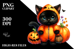 Cute Black Cat | Halloween Pumpkin | Clipart Product Image 2