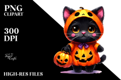 Cute Black Cat | Halloween Pumpkin | Clipart Product Image 2
