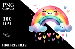 Colorful Rainbow with Hearts PNG Product Image 2