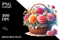 Vibrant Colorful Basket with Carnation | Clipart Product Image 3