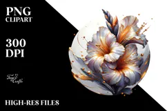 Abstract Gladiolus with Golden Insertions PNG Product Image 2