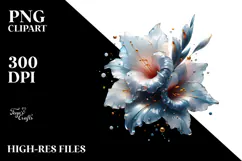 Abstract Gladiolus with Golden Insertions PNG Product Image 2