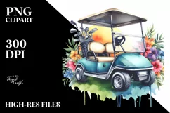 Vintage Golf Cart | Sublimation Clipart Product Image 3