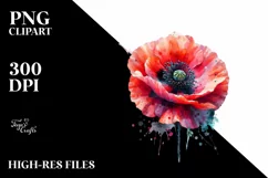 Colorful Poppy, Watercolor Splash |Clipart Product Image 3