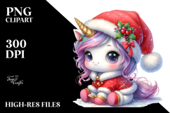 Cute Baby Unicorn Santa | Colorful Clipart Product Image 2
