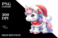 Cute Baby Unicorn Santa | Clipart Product Image 3