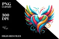 Colorful Heart Wings Fire PNG Product Image 2