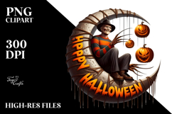 Halloween Fredy Crueger on Moon, PNG Product Image 2