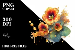 Shiny Nasturtium with Golden Insertions | Clipart Product Image 3