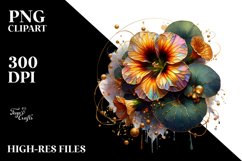 Shiny Nasturtium with Golden Insertions | Clipart Product Image 3