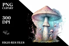Magical Mushroom Watercolor Splash PNG Product Image 1