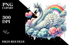 Digital Painting of Adorned Swan, PNG Product Image 2