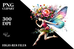Jumping Fairy with Floral Wreath, Transparent PNG Product Image 2