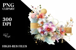 Colorful Watercolor Orchid Frame | Sublimation Clipart Product Image 1