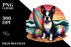 Boston Terrier on Beach | Cute Ball Sunset Product Image 2