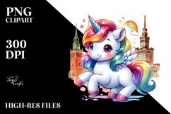 Baby Unicorn in Warsaw Park, Watercolor PNG Product Image 1