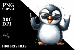 Funny Penguin Smiling, Rocker Sign | Sublimation Clipart Product Image 3