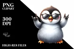 Funny Penguin Smiling, Rocker Sign | Sublimation Clipart Product Image 3