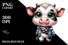 Watercolor Expressive Baby Cow | Clipart Product Image 1