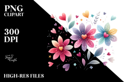 Colorful Simple Boho Flower with Heart Petals PNG Product Image 2