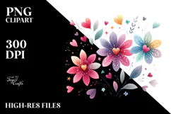 Colorful Simple Boho Flower with Heart Petals PNG Product Image 2