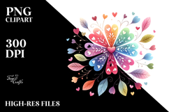 Colorful Simple Boho Flower with Heart Petals PNG Product Image 2