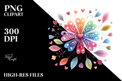 Colorful Simple Boho Flower with Heart Petals PNG Product Image 2