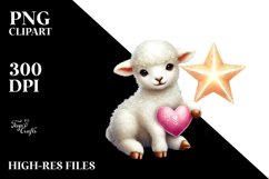 Colorful Baby Lamb Star Heart PNG Product Image 2