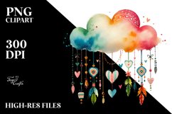 Adorned Boho Cloud with Hanging Hearts, Transparent PNG Product Image 2