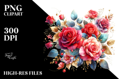 Colorful Red Roses PNG Product Image 2