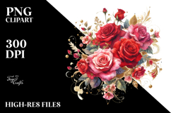Colorful Red Roses PNG Product Image 2