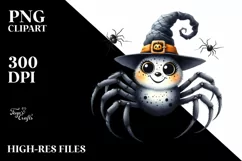 Funny Watercolor Haloween Spider Clipart Product Image 3