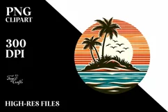 Retro Tropical Island Sunset | Sublimation | Clipart Product Image 3