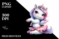 Colorful Baby Unicorn, Dancer |Clipart Product Image 1