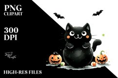 Funny Halloween Black Cat PNG Product Image 2