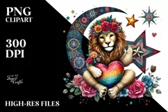 Digital Painting of Boho Lion, PNG Product Image 2